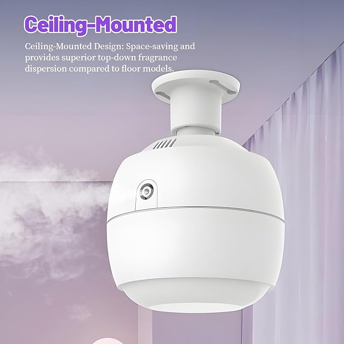 Smart AI Control Essential Oil Diffuser, Ultrasonic Aromatherapy Fragrant Oil Humidifier Vaporizer, Timer and Auto-Off Switch with Essential Oil (Ceiling-Mounted)
