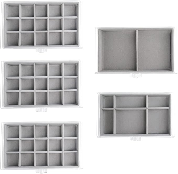 Acrylic Jewelry Box with 5 Drawers, Clear Earring Storage Organizer Display Case for Women Girls, Gray