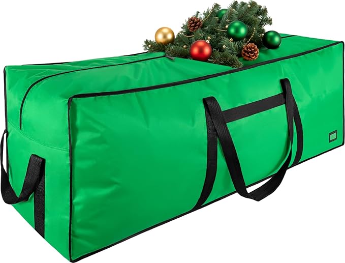 9 ft Christmas Tree Storage Bag, Heavy Duty Christmas Tree Bag with Reinforced Handles and Dual Zippers Wide Opening, Large Capacity fits for Artificial Christmas Tree (Green, 9ft)