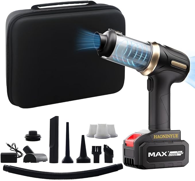 HAONINYUE Car Vacuum Cleaner Portable Cordless, Handheld Vacuum Cleaner, 21000PA 120W 4000mAh High Power Suction and Blower with Filter for Car, Office, Home, Pets