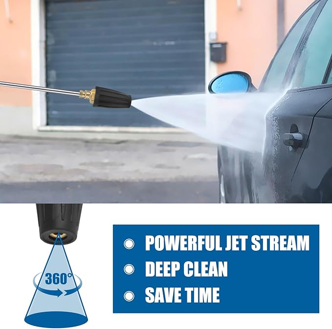 Pressure Washer Tips Turbo Nozzle - 4000PSL Max Rotating 360° Pressure Washer Turbo Nozzle 4.0 GPM 4.0 Orifice With 1/4'' Quick Connect for Cleaning Garden Car Brick, Concrete, and Vinyl Surfaces