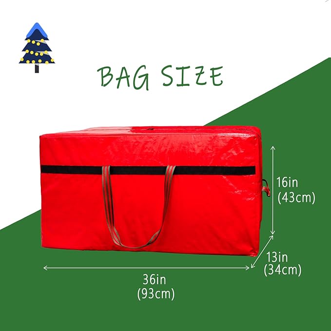 Christmas Tree Bag 4FT/5FT Small Christmas Tree Storage Bag Waterproof Tearproof with 4 Handles Easy to Transport/Organize Red