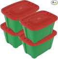 4-Pack Christmas Storage Totes with Lids - Made in USA 18-Gallon(72-Quart)Red Storage Bins,Holiday Organizer,Plastic Stackable Large Storage Boxes for Home,Office,Garage,Basement Red/Green
