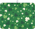 Wnoesat Green Shamrock St. Patrick's Day Dish Drying Mat for Kitchen Counter Lucky Clover large Dish Drying Pad Absorbent Reversible Microfiber Draining Pad Washable Drying Mats 18x24 Inch