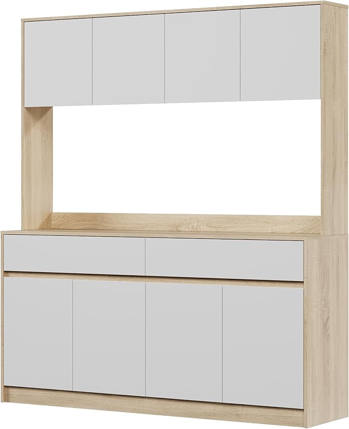 71" XL Pantry Cabinet,Kitchen Storage Cabinets with 15.7" Countertop,Kitchen Pantry Cabinet with 2 Drawer and 4 Storage compartments, Hutch Cabinet for Kitchen/Dining Room