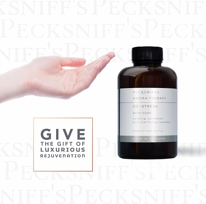Pecksniff's Aroma:Therapy De-Stress Bath Soak Decanter | 500ml/16.9 Fl Oz