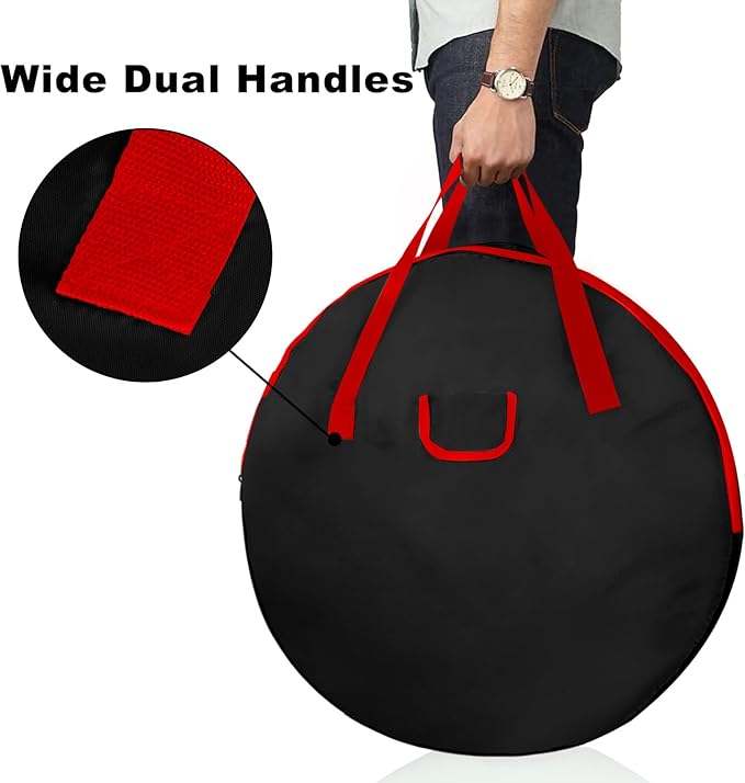 TQS Christmas Wreath Storage Bag 30inch -Large Christmas Wreath Storage Container-Durable Oxford Fabric, Dual Zippered, Easy to Slip The Wreath in & Out, Protect Wreath Garlands from Dust -Black