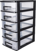 PATKAW Multifunctional Five- layer Storage Cabinet, 8.3x5.9x12.3inch, 5 Plastic Storage Drawers, Organizer Box, Storage Container Case with Clear Drawer, Organizer Sundries Holder| Black