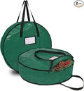 ProPik Christmas Wreath Storage Bag 36" - Garland Holiday Container with Tear Resistant Material - Featuring Heavy Duty Handles and Transparent Card Slot - 2 Pack (36 Inch, Green)