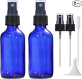 LIYUABU 60ml Blue Glass Spray Bottles,Small Empty Fine Mist Perfume Refillable Reusable Travel Spray Bottle for Essential Oils/Hair/Aromatherapy/Cleaning/Cosmetic with Extra Spray Nozzle(2 Pack)