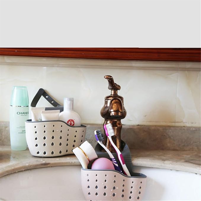 YYaaloa Sink Basket Sink Strainers Basket Kitchen Drain Shelf Sink Storage Holder (Style 2- Beige)