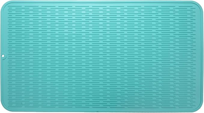 MicoYang Silicone Dish Drying Mat for Multiple Usage,Easy clean,Eco-friendly,Heat-resistant Silicone Mat for Kitchen Counter or Sink,Refrigerator or Drawer Liner Mint 4XL 32 inches x 18 inches