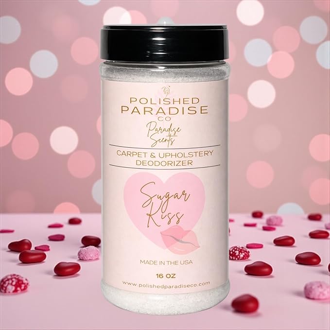 Paradise Scents Carpet and Upholstery Deodorizer, Valentine's Day Holiday Scent Powder for Rugs and Textiles, 16 Oz (Pink Sugar Kiss)