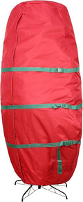 Sattiyrch Upright Christmas Tree Storage Bag,Fits Up to 6 ft Tall Artificial Tree,Heavy Duty 600D Canvas Red Christmas Tree Storage Container with Sleek Zipper and Durable Handles (6 FT)