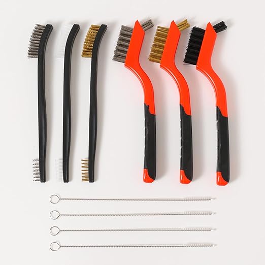 Small Wire Brush - 8 Pieces Brass/Stainless Steel/Nylon Brushes for Cleaning Rust Removal, Dirt, Paint Scrubbing Wire Brush Set Double-Ended Cleaning Pick