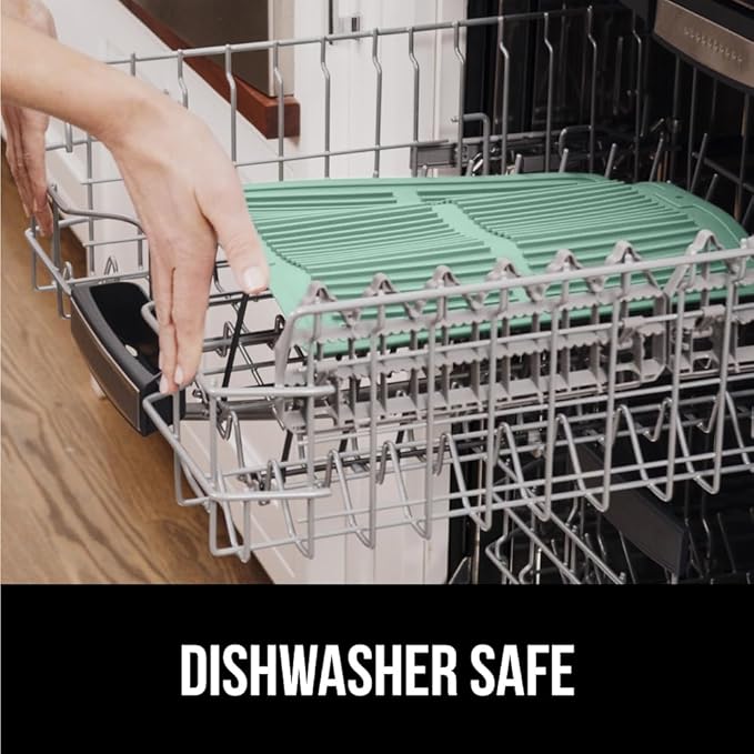 GORILLA GRIP 100% BPA-Free Patented Silicone Dish Drying Mat for Kitchen Counter, 18x16 Inch, Water Catching Ribbed Design, Easy Clean Waterproof Sink Liner, Heat Resistant, Fits Under Rack, Mint