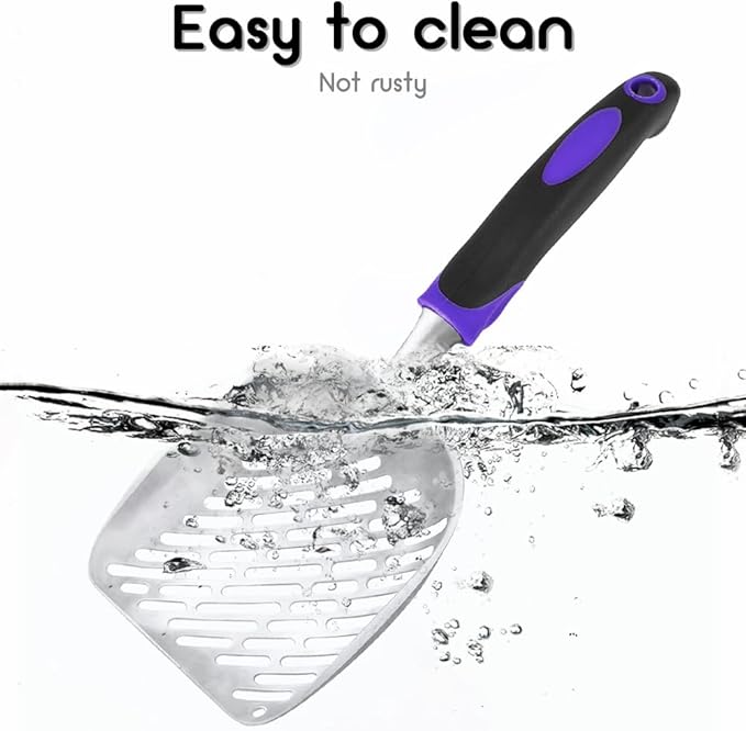 Apidgrowth Cat Litter Scoop -Metal Cat Litter Scoop-Upgrade Sturdy Mesh Scooper - Mesh Shovel-Easy to Clean - Suitable for Cat Litter Box -Purple-More
