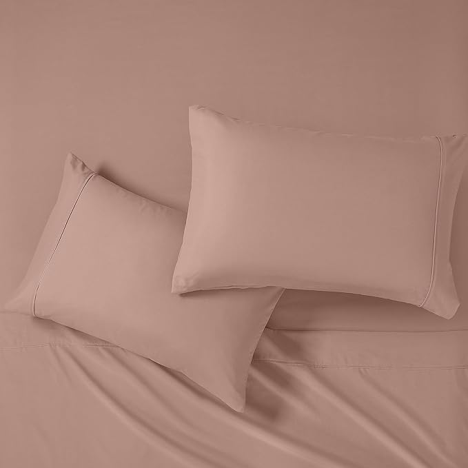 Modern Threads Soft Microfiber Solid Sheets - Luxurious Microfiber Bed Sheets - Includes Flat Sheet, Fitted Sheet with Deep Pockets, & Pillowcases Rose King