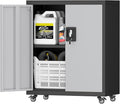 31.5''H Metal Storage Cabinet with Wheels, Garage Tool Storage Cabinets with Lock, Lockable Steel Rolling Tool Chest with Doors & Adjustable Shelves for Garage, Home, Office