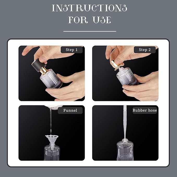 Gsteng 30ml Glass Perfume Atomizer Bottles, 2pcs Empty Perfume Bottle, Black Perfume Spray Bottle, Portable Cologne Atomizer, Travel Perfume Atomizer Refillable
