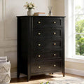Modern 5 Drawers Dresser for Bedroom, Tall Wood Chest of Drawers for Clothes, Big Storage Dressers Organizer with Gold Handles & Deep Drawers, Living Room, Closet, Hallway, Black