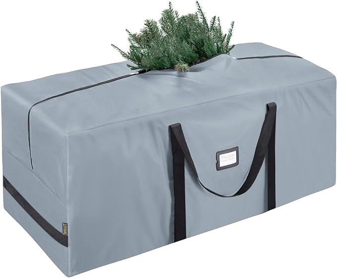 BALEINE 9 ft Christmas Tree Storage Bag, Heavy Duty 900D Oxford Fabric with Reinforced Handles and Dual Zippers Wide Opening, Extra Large Storage Container for Trees (Grey)