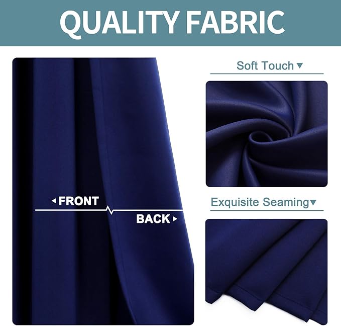 ChrisDowa Blackout Curtains 48 inches Long for Bedroom - Grommet Thermal Insulated Room Darkening Curtains for Living Room (1 Panel, Navy Blue, 42 x 48 Inch)