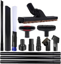 14 PCS Universal Vacuum Attachments & Brushes Kit for Shop Vac Accessories & Household Cleaning, Includes 2 1/2" to 1 1/4" and 1 7/8" to 1" Vacuum Hose Adapter,Crevice Tool & 3 Vacuum Extension Wands