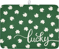 Wnoesat St Patricks Day Lucky Clover Dish Drying Mats for Kitchen Counter Green White Shamrock Dish Drying Pad St Patrick Microfiber Absorbent Reusable Washable Large Dishes Drying Mat 18x24 Inch