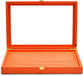 Oirlv Premium Leather Jewelry Display Tray with Acrylic Lid Ring Earrings Organizer Box Clear Lid Drawer Insert for Women