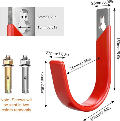 1 Pack Heavy Duty Wall Mount Garage Hooks with Anti-Slip PVC Coating Iron Storage Hooks,Garage Hanger Utility Hooks Indoor Outdoor Organizer for Hanging Bike Ladder Garden Tool