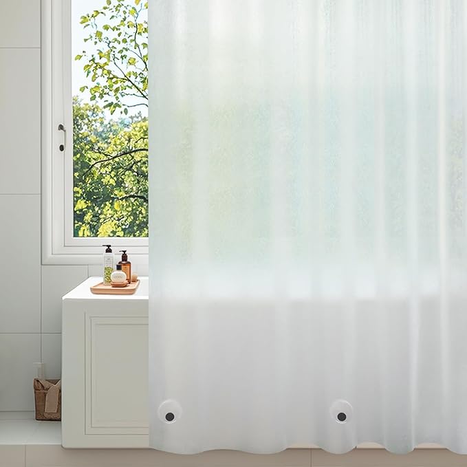 EVA Shower Curtain Liner 3D Silk Frosted with 3 Extra-Large Magnets, Bpa-Free Waterproof Shower Curtain Liner Odorless, 72 x 72 inch Lightweight Bathroom Curtain Translucent for Privacy