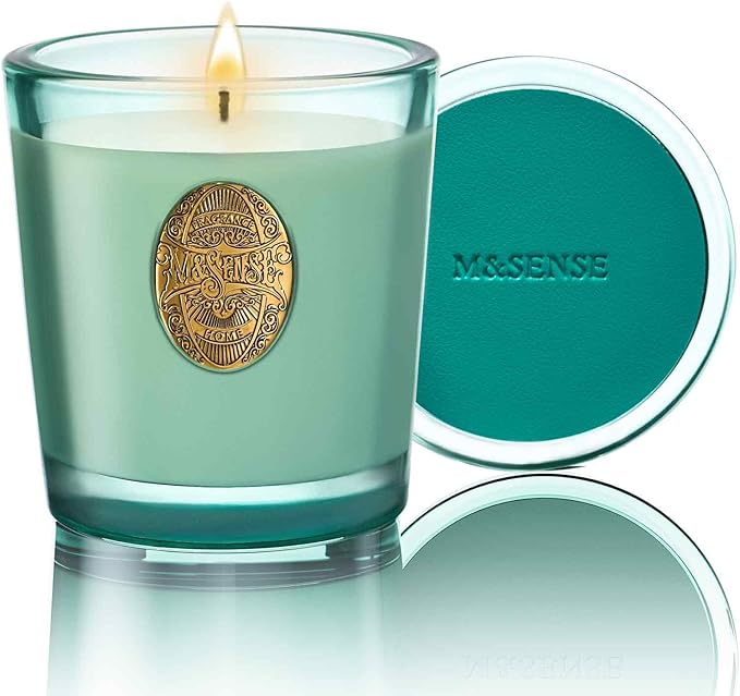 M&SENSE Eucalyptus Mint Aromatherapy Scented Candle for Relaxation |Soy Wax Candle | Calming & Stress Relief | 9.2 OZ, 50-Hour Burn Time | Natural Scent for Home, Office, Gift