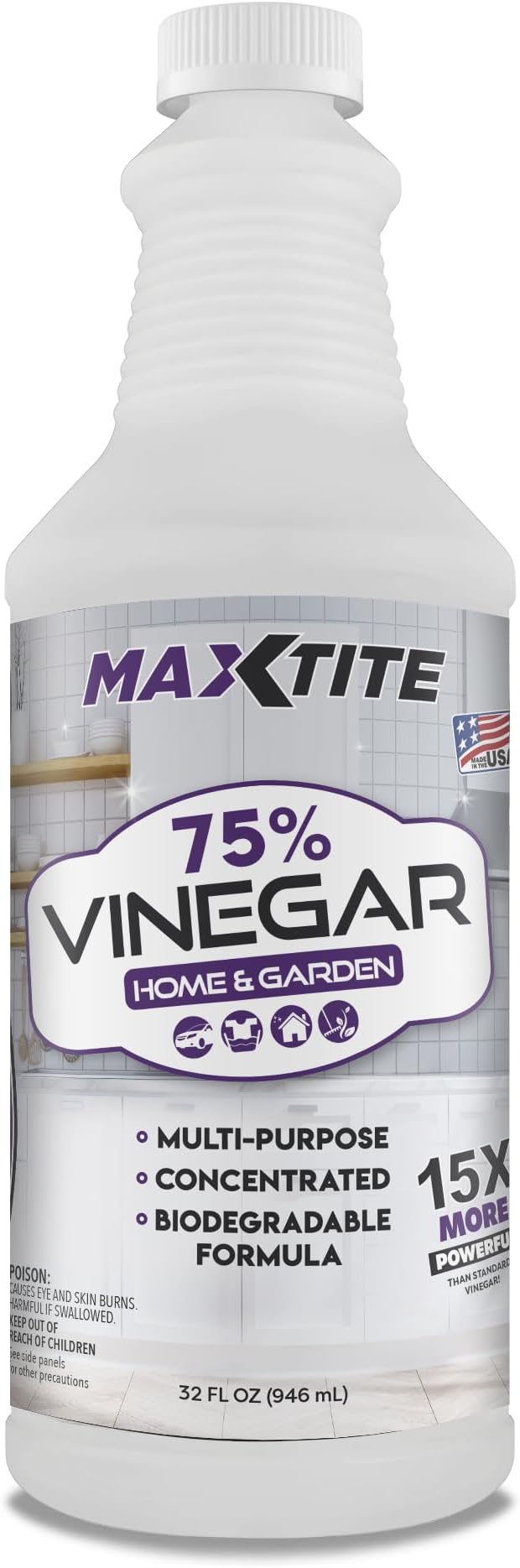 MaxTite Ultra-Concentrated 75% Vinegar for Home & Garden Cleaning (32 oz)