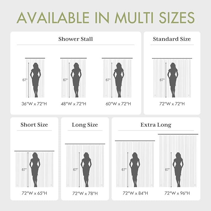AmazerBath Small Shower Curtain Liner, 36x72 Stall Plastic Clear Shower Curtain Liner, PEVA Cute Narrow Shower Liner, Stand Up Shower Curtain Liners with 2 Magnets and 6 Rustproof Grommet Holes