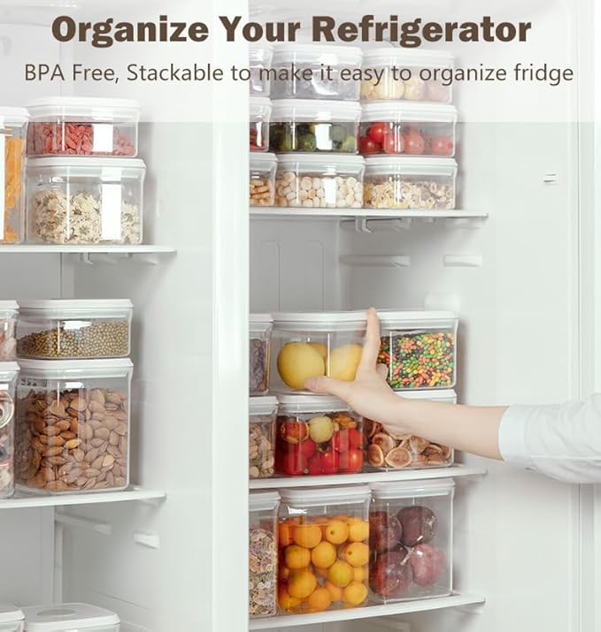 Melovom Pop Food Storage Containers Airtight Food Storage Containers Set with Lids Kitchen Pantry Organization and Storage, Stackable, BPA Free, 3 x 1.2Qt