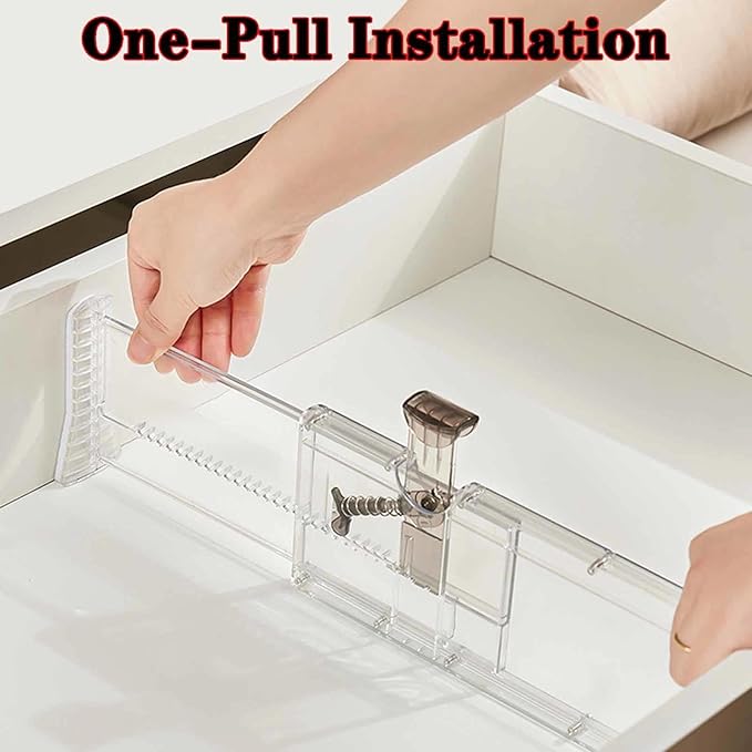 4 Pack Drawer Dividers for Clothes, 3.94" High 11.05"-17.32" Adjustable Expandable Dresser Drawer Organizer, Clear Plastic Separators for Dresser, Baby Clothing, Underwear, Cosmetic