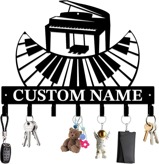 Personalized Custom Music Wall Hooks,Metal Music Room Art Clothes Hooks,Metal Music Wall Home Storage Decorative,For Front Door, Hallway, Kitchen, Bedroom,Keys,Hats (Style N)