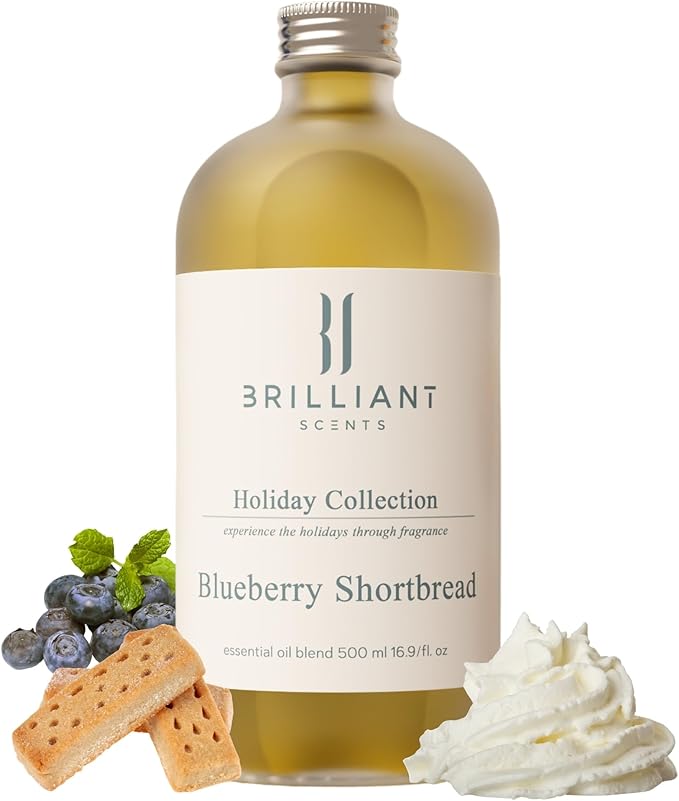 Brilliant Scents Blueberry Shortbread Fragrance Oil 200ml - Premium Diffuser Oil for Home, Office, Hotels - Long Lasting, Plant-Based, Meets IFRA Standards, USA-Made - Blueberries, Whipped Cream Scent