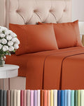 Twin XL 4 Piece Sheet Set - Comfy Breathable & Cooling - Ultra Soft Hotel Luxury Bedding Set w/ 8-16 Inch Deep Pockets - 1 Flat & 1 Fitted Sheet & 2 Pillowcases - Wrinkle Free & Easy Care - Terracotta