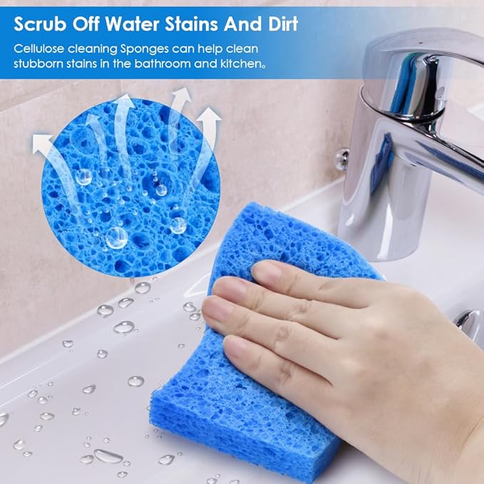 Wsivoiv 8 PCS Dish Sponges Kitchen, Premium Blue Dish Washing Kitchen Sponge, Compressed Cleaning Sponges for Cleaning Kitchen and Bathroom, Non Scratch Scrub Sponge, Cleans Quickly and Well