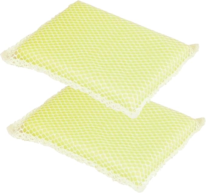 LOLA Nylon Netting Sponge Cleaning Scrubber Pad, 2 Pack, Non Scratch, Safe on Non-Stick Surfaces Coated Cookware & Dishes - Gentle Effective Cleaning
