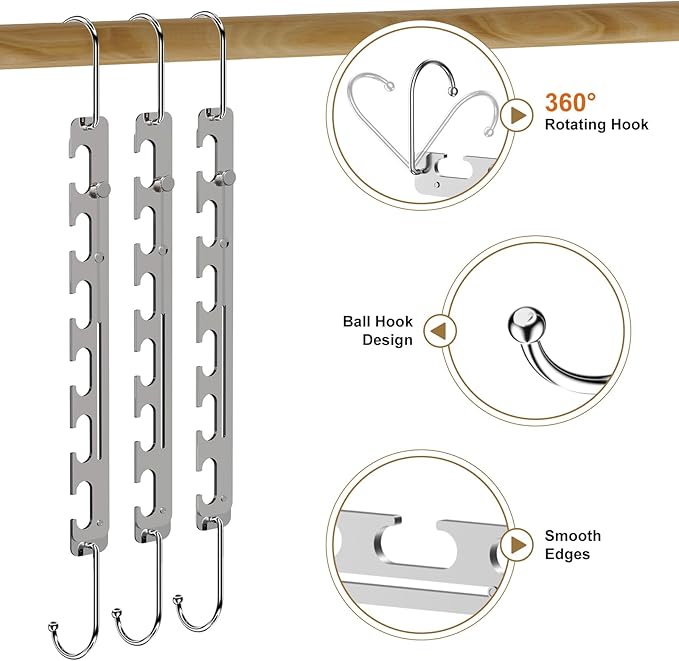 Sindax Space Saving Hangers Telescopic, 6 Holes Clothes Hangers Adjustment to 9 Holes, Upgraded Sturdy Metal Clothes Hangers Space Saving for Heavy Clothes, Closet Organizers and Storage - 8 Pack
