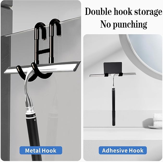 17.3″-60″ Squeegee for Shower Glass - Metal Squeegee with Extension Pole,Window Squeegee for Home, Shower Glass, Car Windshield, High Window, Floors