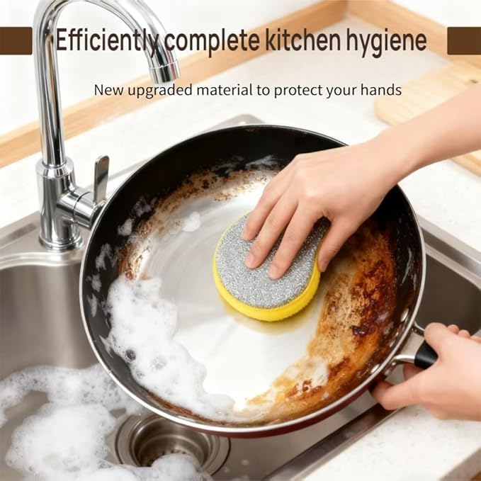 Nrubweal Double Sided Dish Sponges, Extra Thick 2.5cm Scrub Sponges Non Scratch for Kitchen, Heavy Duty Scouring Pads with Handle Hole for Dish Washing, Sink & Stove Cleaning (10 Pack)