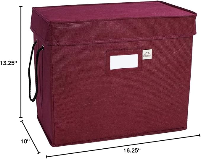 612 Vermont Christmas Ornament Storage Box with Adjustable Acid-Free Dividers, 4 Removable Trays with Handles, 16.25 Inch x 10 Inch x 13 Inch, Holds 60-3 Inch Ornaments