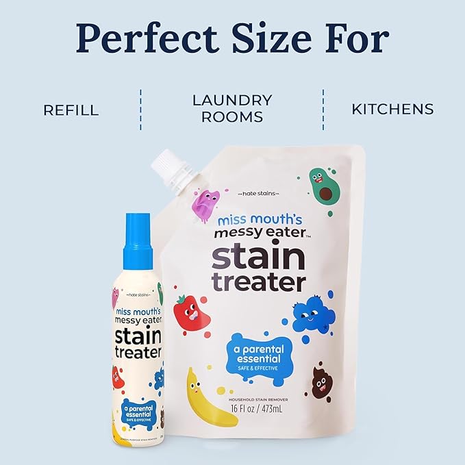 Miss Mouth's Messy Eater Stain Treater - 32oz Refill - Newborn & Baby Essentials - No Dry Cleaning Food, Grease, Coffee Off Laundry, Underwear, Fabric