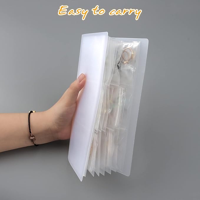DesignSter Jewelry Storage Book, Earring Organizer Book, Jewelry Storage Bag Thicken Anti-Oxidation, Jewelry Travel Organizer (84Grids+50pcs Ziplock Bags)