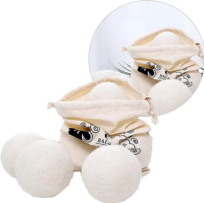 Wool Laundry Balls, 6PCS Hand Laundry Dryer Balls 6cm/2.4in Reusable Fabric Softener Wool Dryer Clothes Washing Auxiliary Parts for Speeding Up Dry Time
