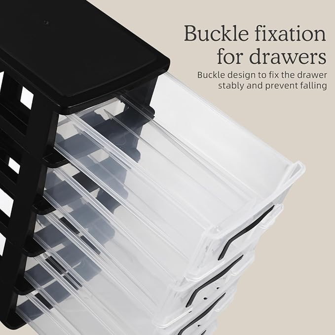 Stobok Multifunctional 5-Layer Drawer Organizer Storage Cabinet Portable Plastic Storage Box for Office Study Bedroom 12.40 X 8.66 X 5.98 Inches